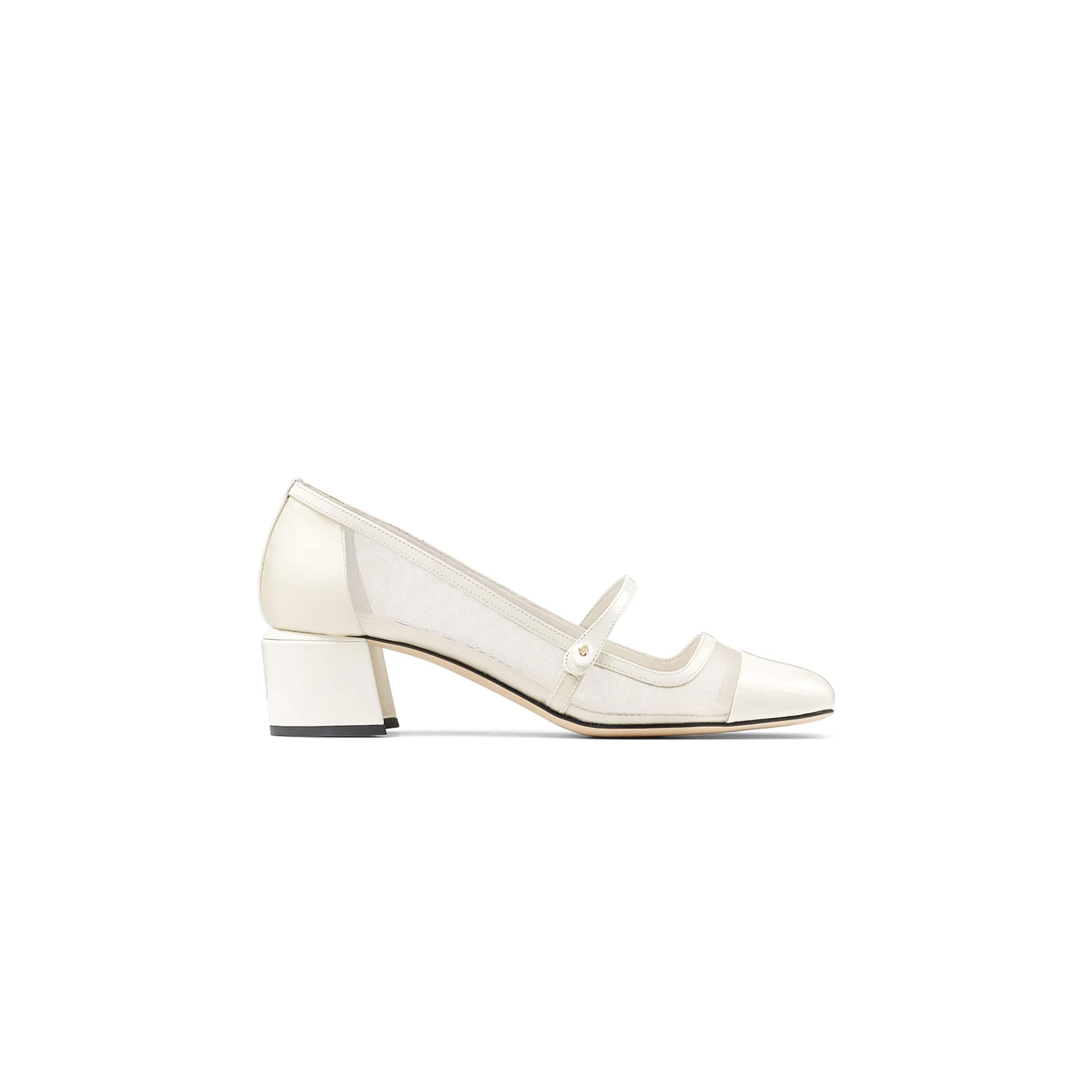 Ji*y Ch* elisa 45 latte patent and mesh pumps elisa45tnx